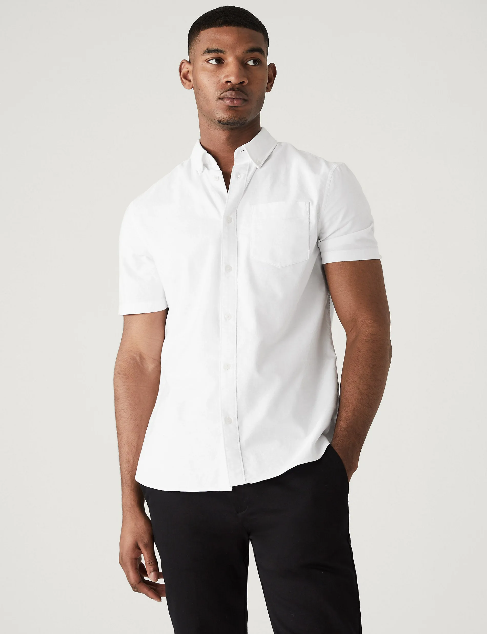 2 Pairs of Marks & Spencer Pure Cotton Oxford Shirts, White