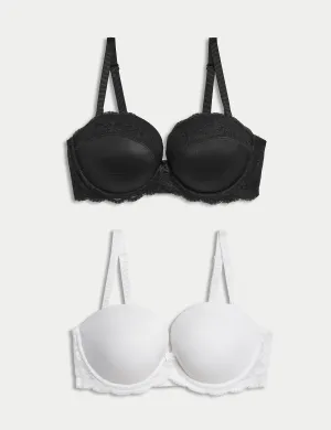 2 Sets of A-E Marks & Spencer Multifunctional Push Up Bras with Drawstrings black mix