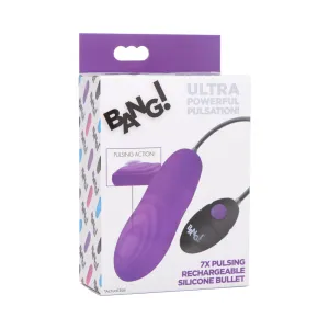 BANG! 7X Pulsing Rechargeable Silicone Bullet Purple