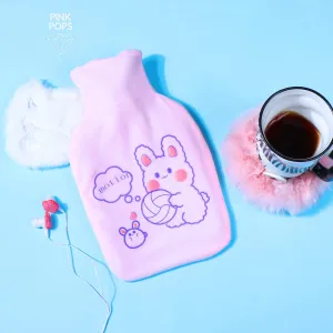 Cute Elegant Motior Hot Water Bottle - Pink