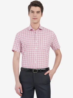 Red Pink Checked Regular Fit Formal Shirt | JadeBlue