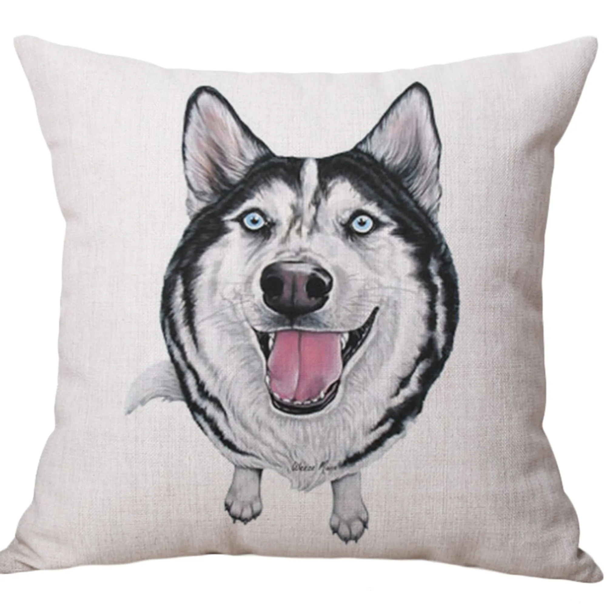 Square Cloth Pillow Covers with Dog Images